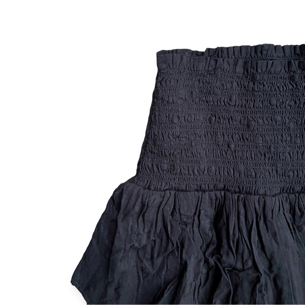 NWT J. Crew Black Smocked Ruffled Mini Skirt, sz Medium - Picture 3 of 6